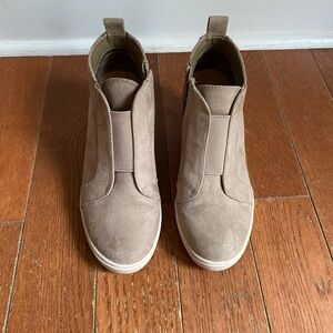 a new day Taupe Suede Slip-On Wedge Boots